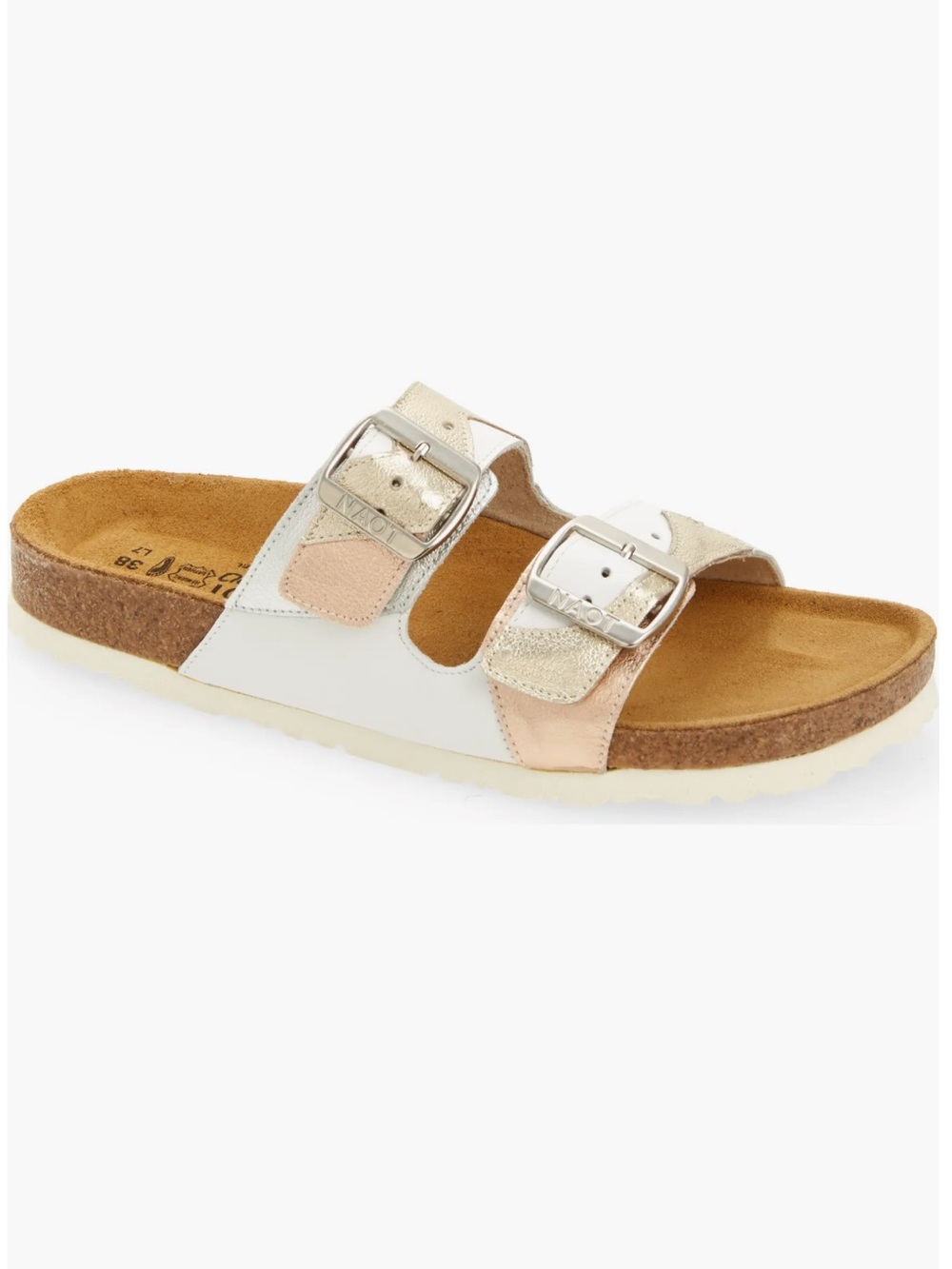 Naot | San Diego White & Metallic Gold Double-Buckle Sandals (size 35EU/4US)